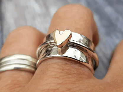 Mely – Bague Cœur Doré & Argentée