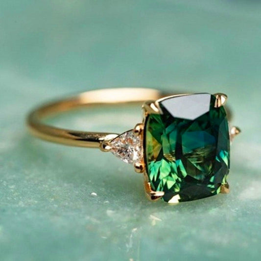 Glück – Bague Dorée au Zircon Vert